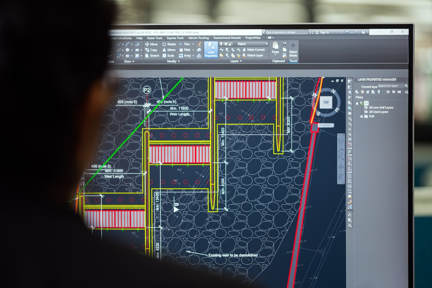 BIM model on screen